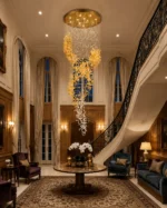 Luxury Spiral Crystal Chandelier | Golden Cascade Pendant Light - Image 3