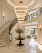 Luxury Alabaster Ring Chandelier | Brass LED Pendant Light - Image 2