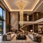 Luxury Brass Crystal Staircase Chandelier | Cascade Light - Image 5