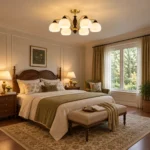 Classic Brass Ceiling Light | Ribbed Glass Chandelier - Image 3