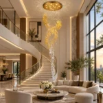 Luxury Spiral Crystal Chandelier | Golden Cascade Pendant Light - Image 6