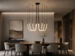 Modern U Shape LED Pendant Light | Black Linear Chandelier - Image 3