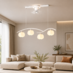 Modern Wave LED Ceiling Fan Chandelier | 4-Light Design - Image 2