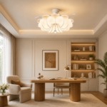 Cream Floral LED Ceiling Fan Light | 42-Inch Hidden Blade Design - Image 2