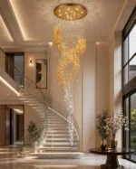Luxury Spiral Crystal Chandelier | Golden Cascade Pendant Light - Image 2
