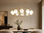 Modern Orb Ring Chandelier | Opal Glass Globe Light - Image 2