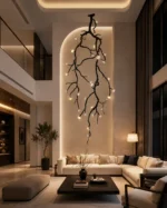 Vertical Branch Chandelier | Ceramic Flower Pendant Light - Image 3