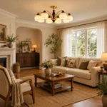 Classic Brass Ceiling Light | Ribbed Glass Chandelier - Image 4