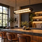 Industrial Dual-Tube LED Pendant Light | Vintage Linear Lighting - Image 5