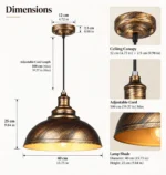 Industrial Dome Pendant Light | Vintage Metal Hanging Lamp - Image 7