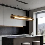Modern Amber Glass Linear Pendant Light | LED Lighting - Image 7