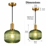 Ribbed Glass Pendant Light | Modern Nordic Gold Lamp - Image 7