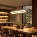 Industrial Dual-Tube LED Pendant Light | Vintage Linear Lighting - Image 4