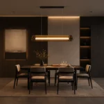 Modern Amber Glass Linear Pendant Light | LED Lighting - Image 5
