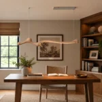 Organic Wooden LED Linear Pendant Light | Modern Wabi-Sabi Lighting - Image 5