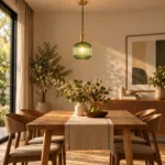Ribbed Glass Pendant Light | Modern Nordic Gold Lamp - Image 5
