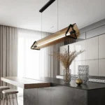 Modern Amber Glass Linear Pendant Light | LED Lighting - Image 6
