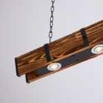Rustic Wood Beam LED Linear Pendant Light | Industrial Lighting - Image 6