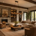 Rustic Wood Beam LED Linear Pendant Light | Industrial Lighting - Image 3