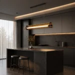 Modern Amber Glass Linear Pendant Light | LED Lighting - Image 4