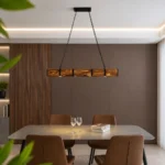 Rustic Wood Beam LED Linear Pendant Light | Industrial Lighting - Image 5