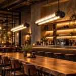 Industrial Dual-Tube LED Pendant Light | Vintage Linear Lighting - Image 3