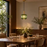Ribbed Glass Pendant Light | Modern Nordic Gold Lamp - Image 2