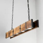 Rustic Wood Beam LED Linear Pendant Light | Industrial Lighting - Image 8