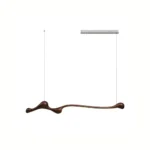 Organic Wooden LED Linear Pendant Light | Modern Wabi-Sabi Lighting