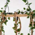 Rustic Wooden Beam Linear Pendant Chandelier with Rope - Image 8