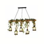 Rustic Wooden Beam Linear Pendant Chandelier with Rope