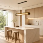 Modern Amber Glass Linear Pendant Light | LED Lighting - Image 2
