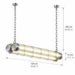 Industrial Dual-Tube LED Pendant Light | Vintage Linear Lighting - Image 6