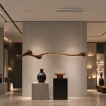 Organic Wooden LED Linear Pendant Light | Modern Wabi-Sabi Lighting - Image 2