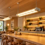 Industrial Dual-Tube LED Pendant Light | Vintage Linear Lighting - Image 2