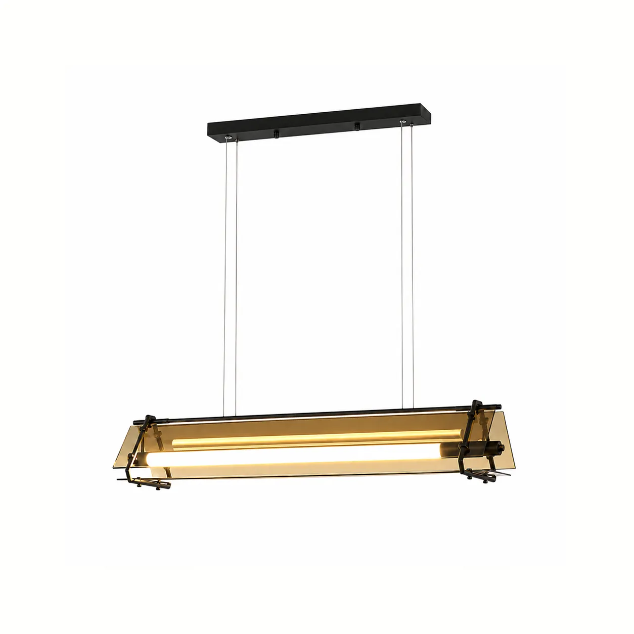 f3f98e4b-6ff4-4642-93a7-f130def61190_11zon Modern Amber Glass Linear Pendant Light | LED Lighting - Image 1