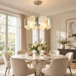Modern Textured Glass Chandelier | Luxury Chrome Lighting - Image 4