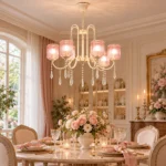 French Pink Glass Crystal Chandelier | Romantic Lighting - Image 3