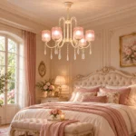 French Pink Glass Crystal Chandelier | Romantic Lighting - Image 4