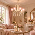 French Pink Glass Crystal Chandelier | Romantic Lighting - Image 5