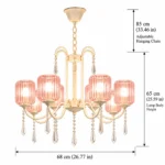 French Pink Glass Crystal Chandelier | Romantic Lighting - Image 6
