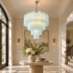 French Icy Blue Glass Chandelier | Luxury Lighting - Image 4