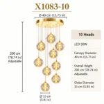 Crystal Glass Staircase Chandelier | Modern Luxury LED - Image 7