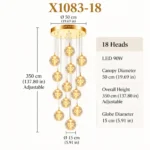 Crystal Glass Staircase Chandelier | Modern Luxury LED - Image 8
