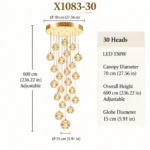 Crystal Glass Staircase Chandelier | Modern Luxury LED - Image 9