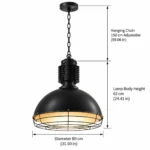 Vintage Industrial Pendant Light | Warehouse Metal Lamp - Image 7