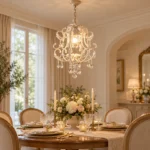 French Crystal Beaded Chandelier | Vintage White Light - Image 2