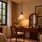 Vintage French Fabric Pendant Light | Wave Petal Lamp - Image 5