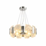 Modern Textured Glass Chandelier | Luxury Chrome Lighting