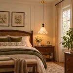 Vintage French Fabric Pendant Light | Wave Petal Lamp - Image 3